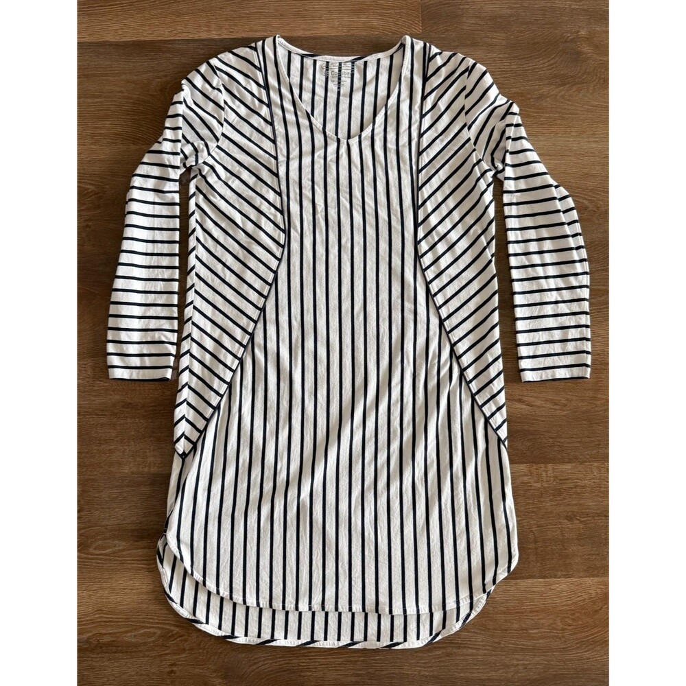 Coolibar UPF 50+ Striped Long Sleeve Tunic Swim Cover Up Dress Women’s Medium